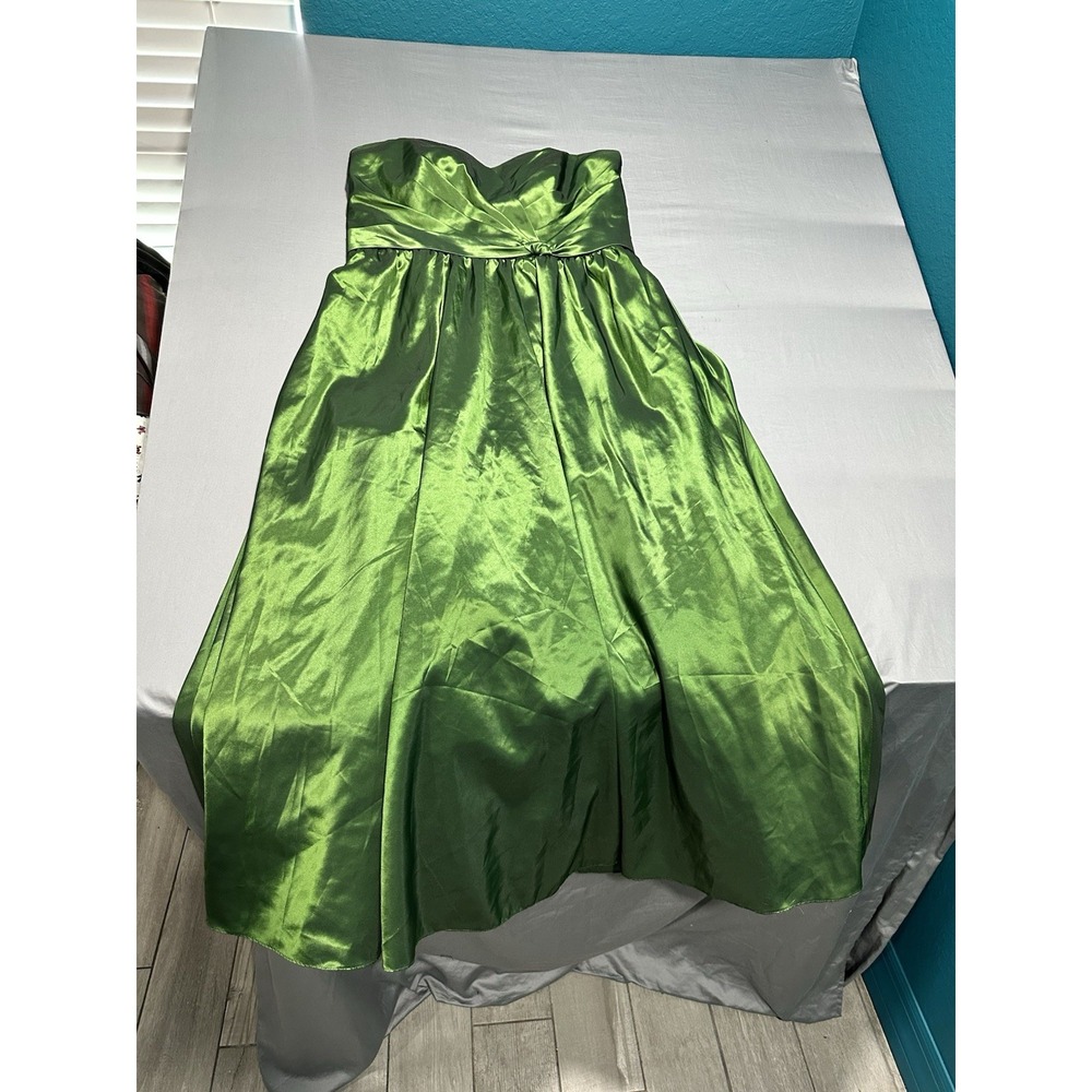 Alfred Angelo Green Satin Bridesmaid Evening/Party/ Formal Gown/Dress‎ 16W - Picture 2 of 8
